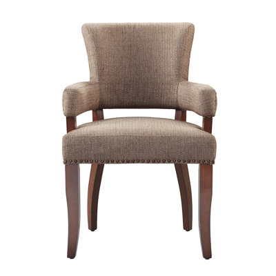Upholstered Dining Armchair with Nailhead Trim