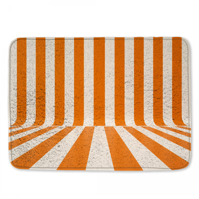 Orange White Vertical Stripes Bath Mat