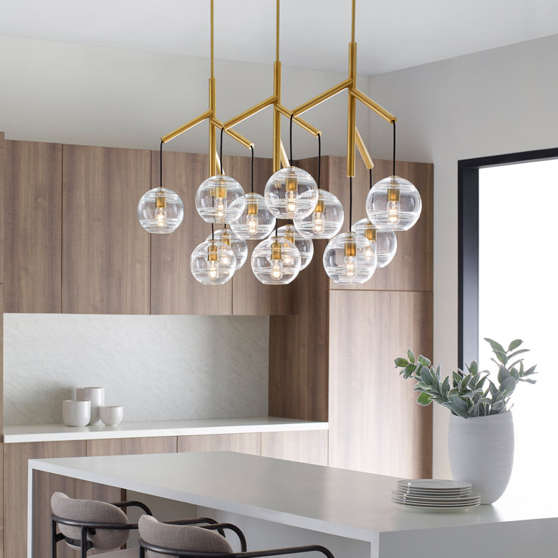Sedona 12 - Light Chandelier, Transparent Smoke, Satin Nickel, No