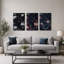 Triptyque de fleurs roses et blanches sur le thème de l'Halloween, ensemble de 3 toiles murales-1238077974