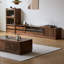 Table basse en noyer avec quatre tiroirs-1337262523