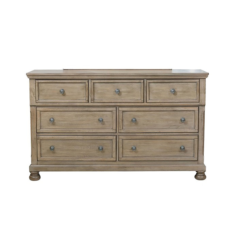 Commode 7 tiroirs Aleira, Fil-gris brossé