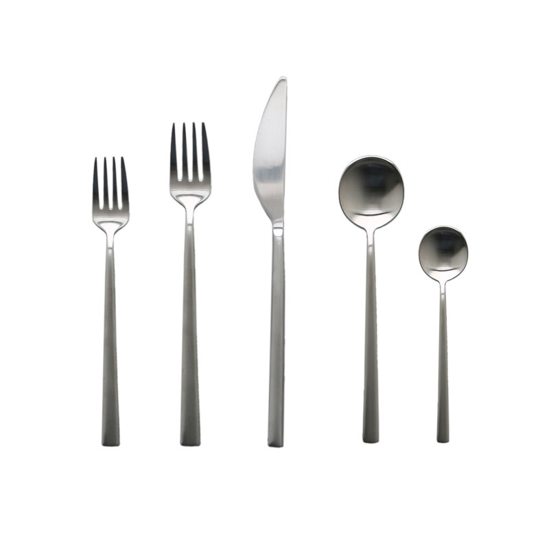 Movida 5 - Piece Stainless Steel Flatware Set - Service for 1, Ice Silver