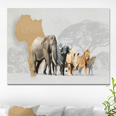 «Big 5 Animals in Afrique», impression sur toile tendue