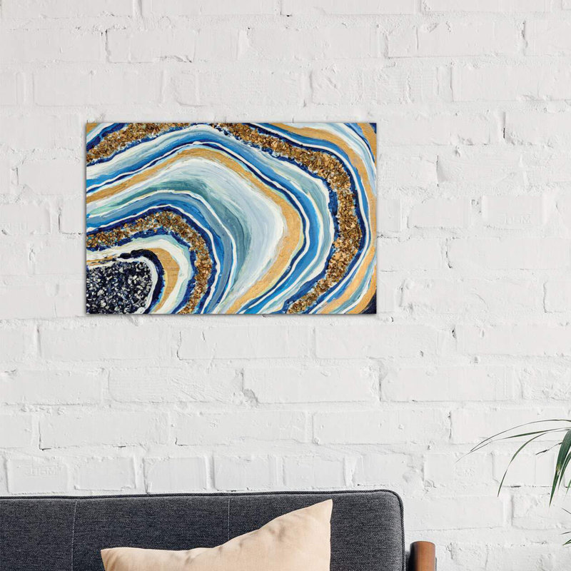 « Blue GEODE » par Nikki Chauhan, reproduction d’art, H 18 po x l 26 po x P 1,5 po, Toile tendue