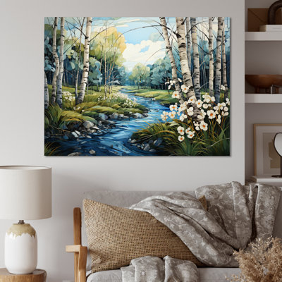 «Birch Woods Whispering Winds», art mural sur toile de bouleau