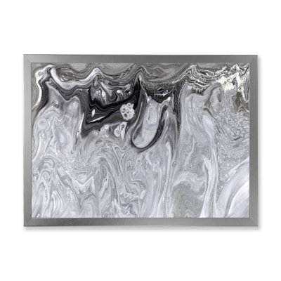 " Gray Abstract Liquid " Painting Print