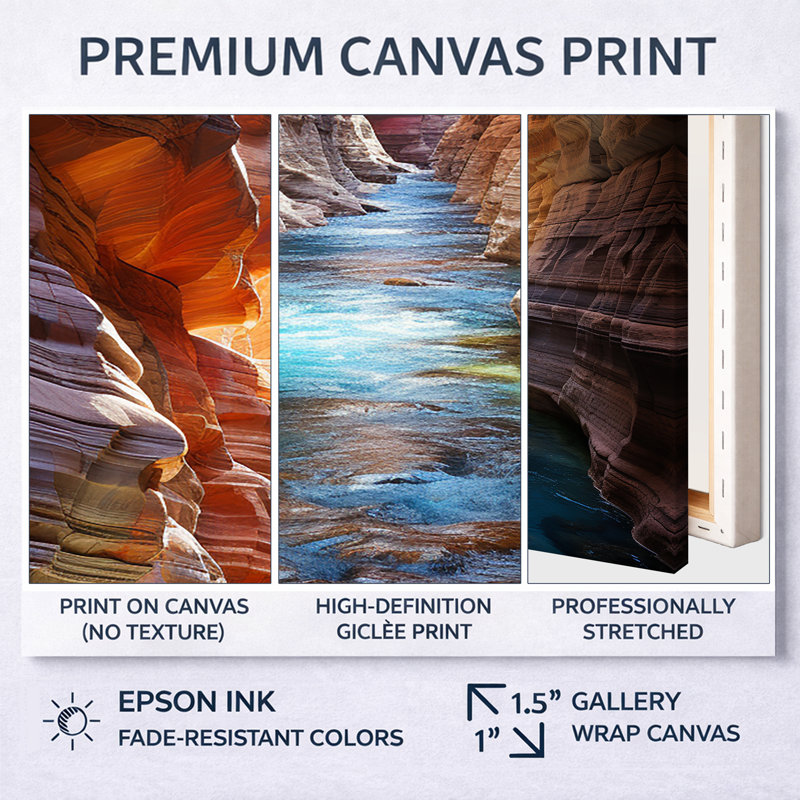 Canyon antilope turquoise, gouttes - art mural Canyon, H 32 po x l 16 po x P 1 po, Cadre doré à coins fermés