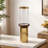 Gemo Hurricane Candle Holder With Gold Base, Mango Wood Accent 18 Inch-123079061