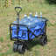 Folding Wagon Garden Shopping Beach Cart (Blue)