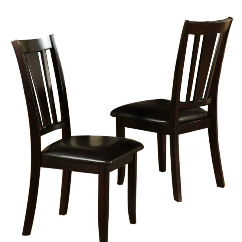 Moderne 2 chaises de salle à manger - siège à coussin en similicuir brun, Walnut, Black