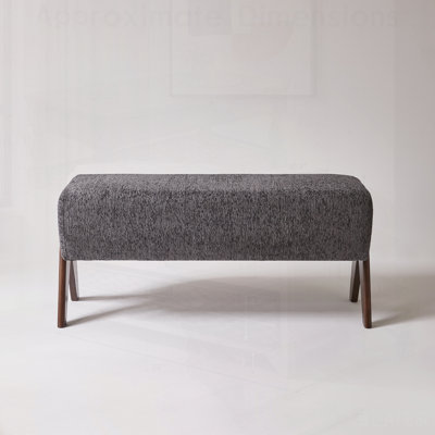 Modern Decorative Chenille Fabric Bench, Ergonomic Padded Entry Bench with Solid Wood Legs, Upholstered Ottoman Bench for Foyer Bedroom Living Space