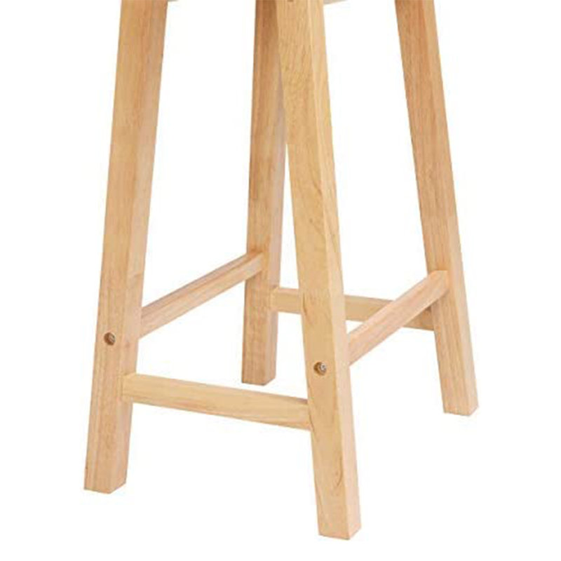 Adjustable Natural Wood Backless Saddle-Style Counter Stool