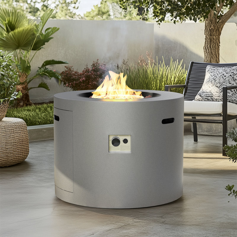 Loren 32-Inch Round Gray Concrete Propane Fire Pit Table