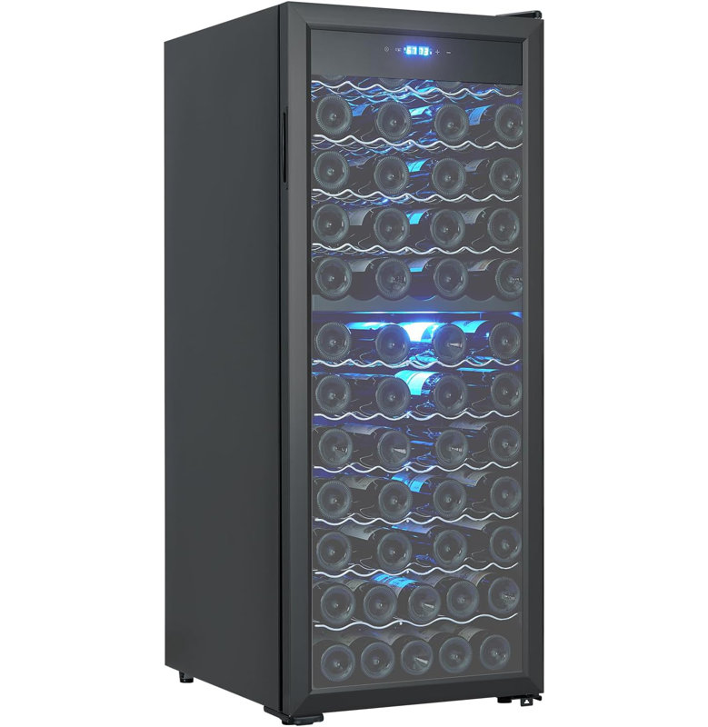 Dual Zone Wine Fridge 80 Bottles, Metal Freestanding Wine Cooler, Digital Temperature Control, Glass Door Design, Perfect for Red & White Wine, Stylis — FIN-0017346 | Fridge.com