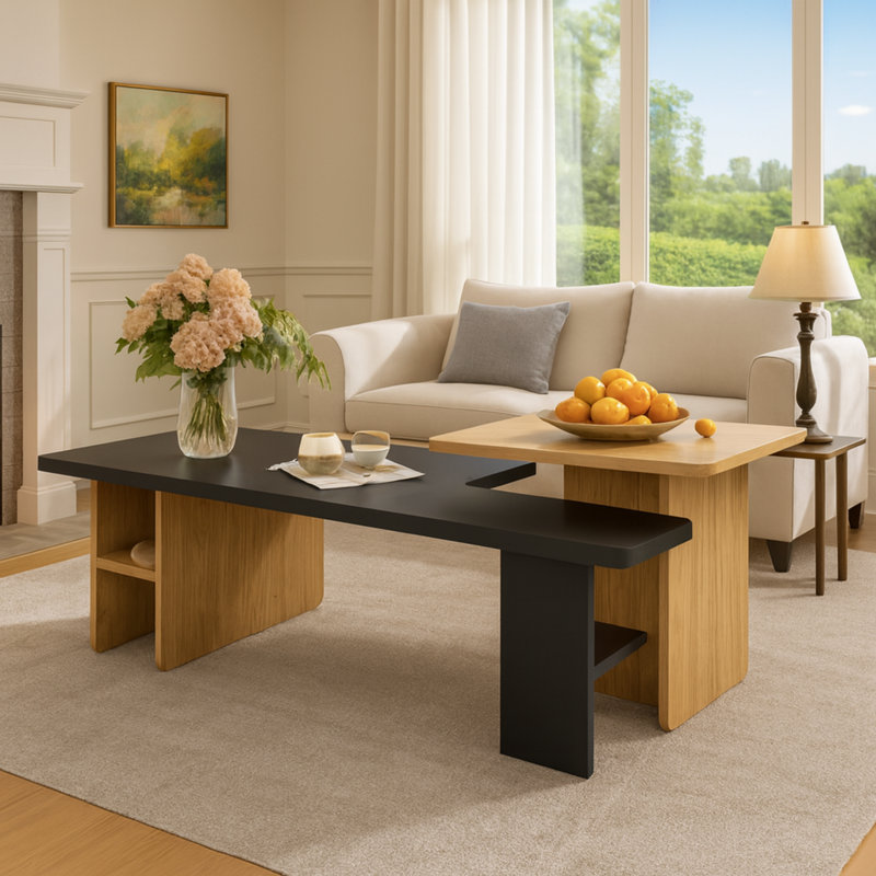 Ensemble de 2 tables basses gigognes U-Can, Noir