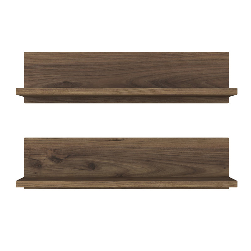 Modern Walnut Wall Shelf (2 Pieces), 23.6 x 5.9 x 5.1 Inches | 100% Melamine Coated Particle Board, Stylish Solid Color Design | Perfect for Home Decor, Storage, and Displaying Your Favorite Items