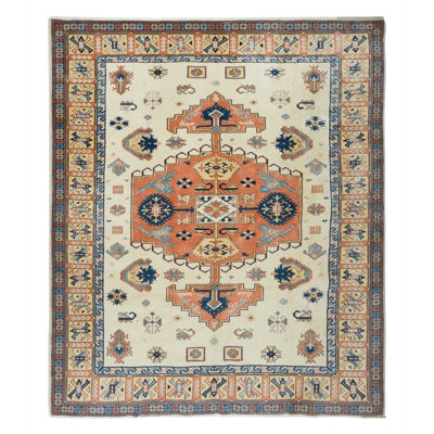 Decorative Turkish Rug, Handmade Carpet with Medallion, 100% Wool