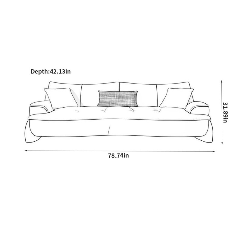 Canapé de loisir à personnalité simple, Gris clair, H 31,89 po x l 78,74 po x P 42,13 po