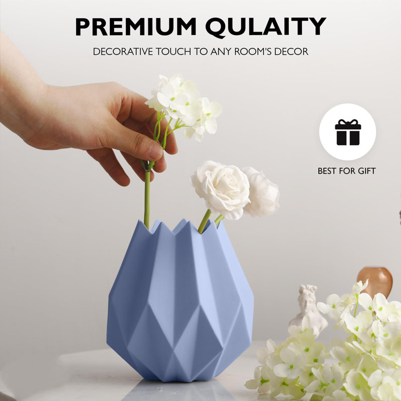 Curtavious Ceramic / Porcelain Floor Vase, Blue