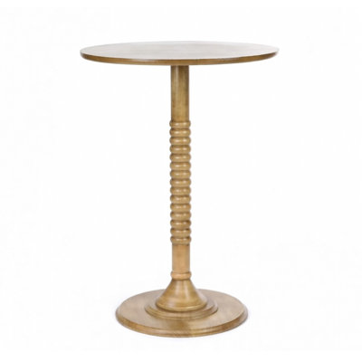  Crewe Round Contemporary Side Table, Modern Drink Table with Pedestal Base, High Top Cocktail Table or Counter Height Table for Kitchen or Living Space - Medium Wood
