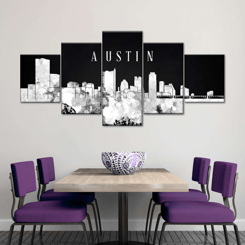 Austin Skyline BW Multi Piece Canvas Print, H 68 po x l 30 po x P 1,25 po