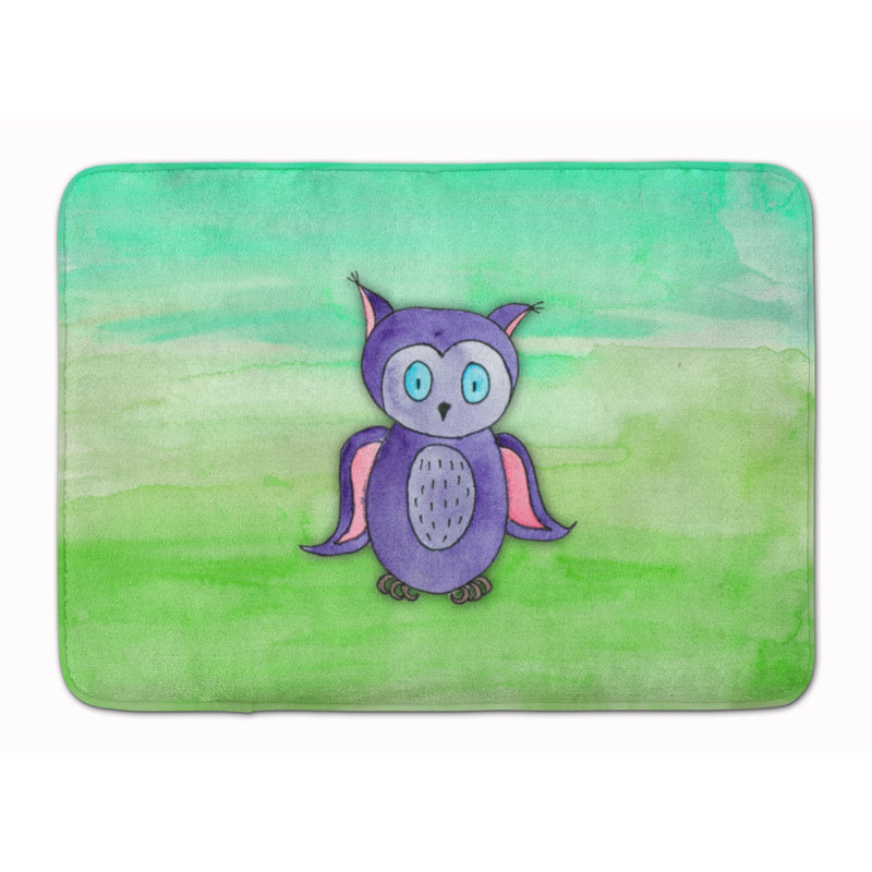 Tapis pour salle de bain en mousse à mémoire hibou aquarelle Zachary