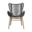 Chaise de patio d'extérieur en bois d'eucalyptus clair et corde gris anthracite Mateo