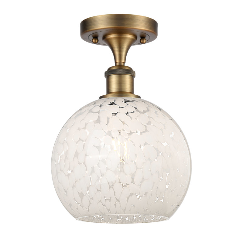 Plafonnier semi-encastré 1 lumière Ballston - Adreann, Laiton brossé, H 11,25 po x l 8 po x P 8 po