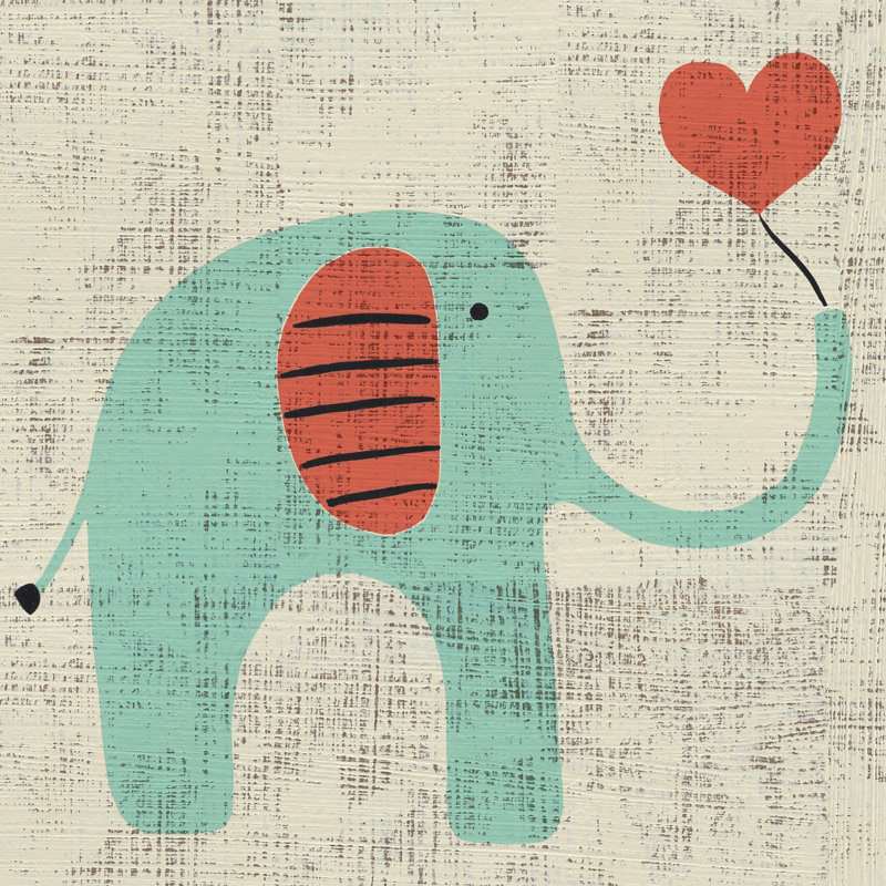 Ada's Elephant' Print on Wrapped Canvas, 24" H x 24" W x 1.5" D