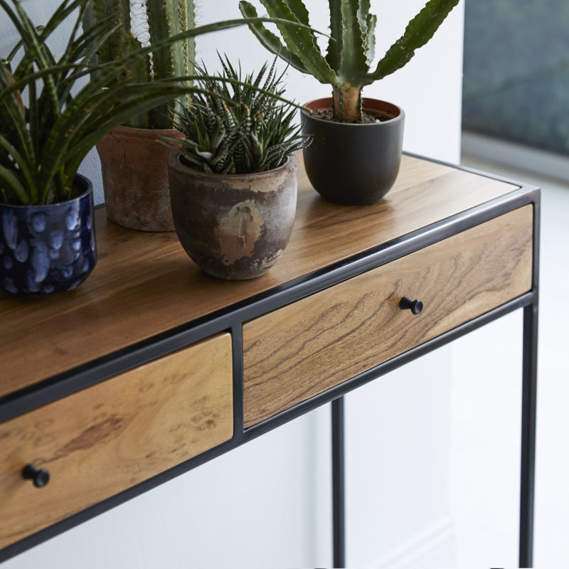 Agra 39.37'' W Solid Wood Console Table