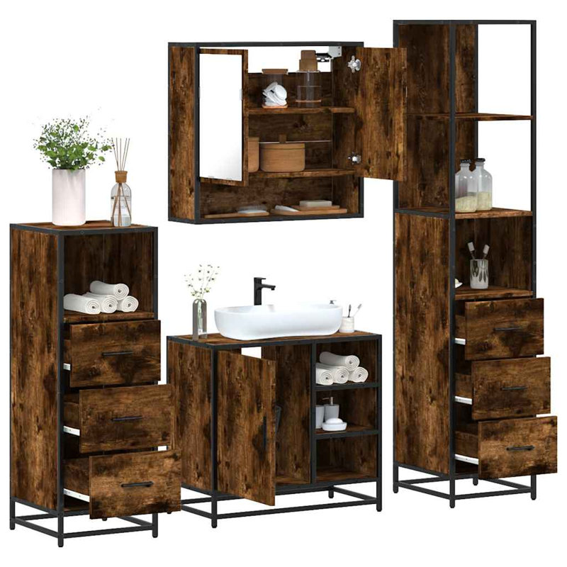 Alph Bathroom Furniture Suite, Rustric Brown