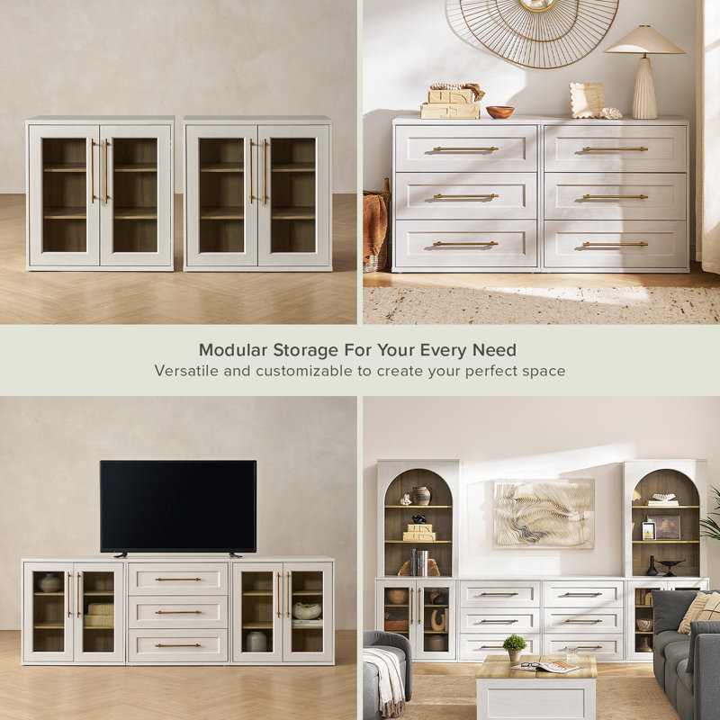 Danika 3 Piece Entertainment Center With Storage, White