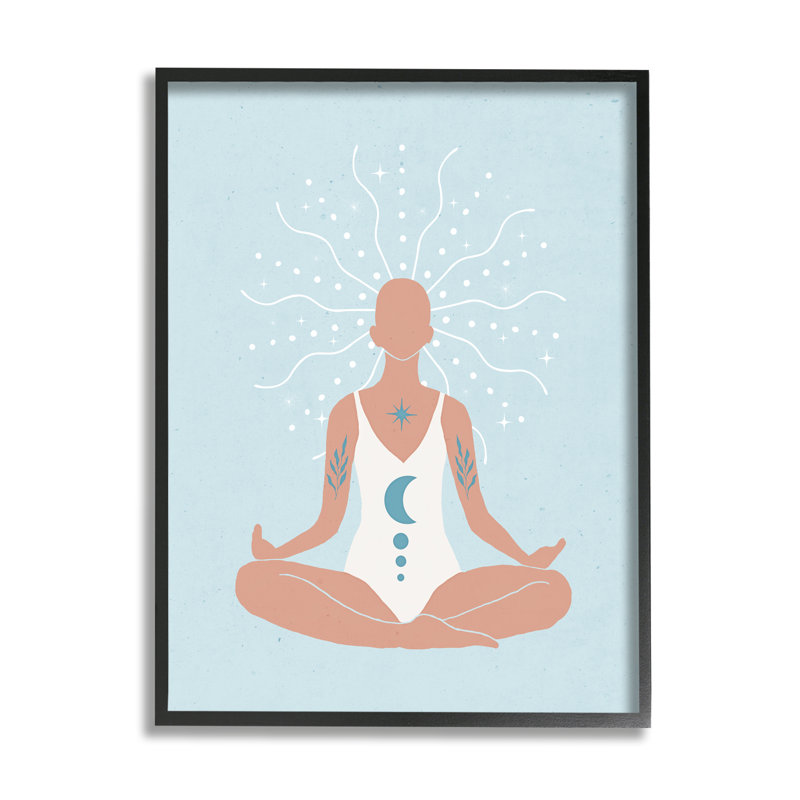 Mindful tai-chi humain, H 16 po x l 16 po x P 1,5 po, Giclée encadrée noir minuit
