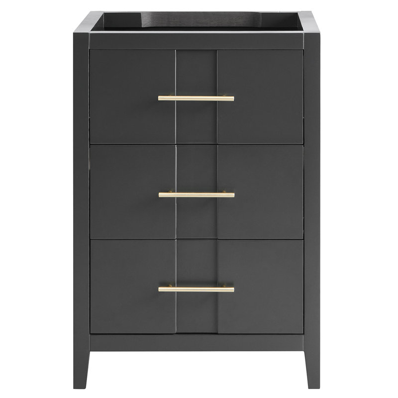 Iconic 24" Freestanding Standard Single Bathroom Vanity with Top, Black, Gold