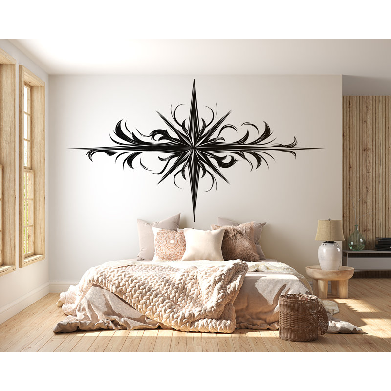 Décoration murale boussole Tribal étoile noire géométrique 351Mv, H 35 po x l 18 po