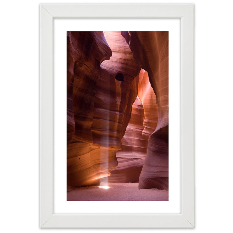 Sunbeams in a Cave 1 Piece Single Picture Frame Wall Art, 100cm H x 70cm W, White