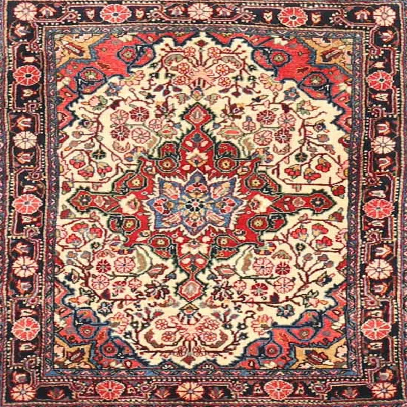 Tapis oriental rouge / brun / beige, Rond 8 pi