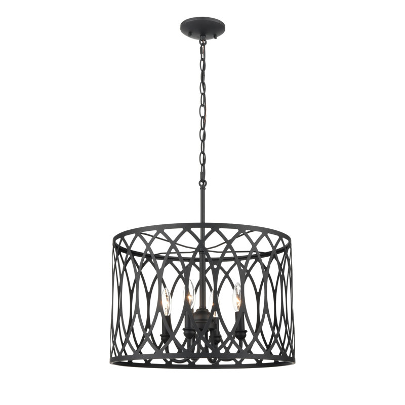 4 lumières 18 po Luminaire suspendu noir mat, Noir mat