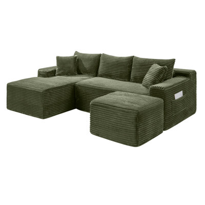 94-1/2" U-Shaped Cloud Sectional Sofa, Modular Deep-Seat Couch with Sleeper Design, No Assembly Required for Living Room & Bedroom