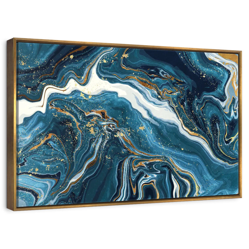 Lecia Blue Marble, 43" X 29", Floating Frame Gold
