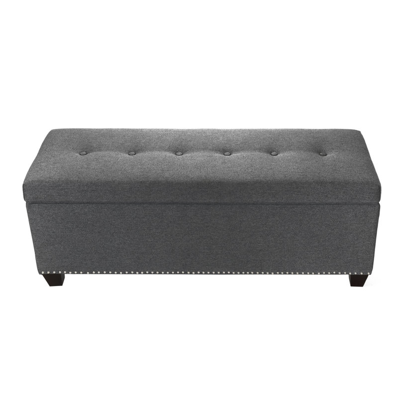 Lalonde Polyester Blend Upholstered Storage Bench, Gray, Yes