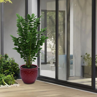 Ensemble de 3 pots de fleurs en céramique, jardinière moderne pour patio, jardin, rebord de fenêtre