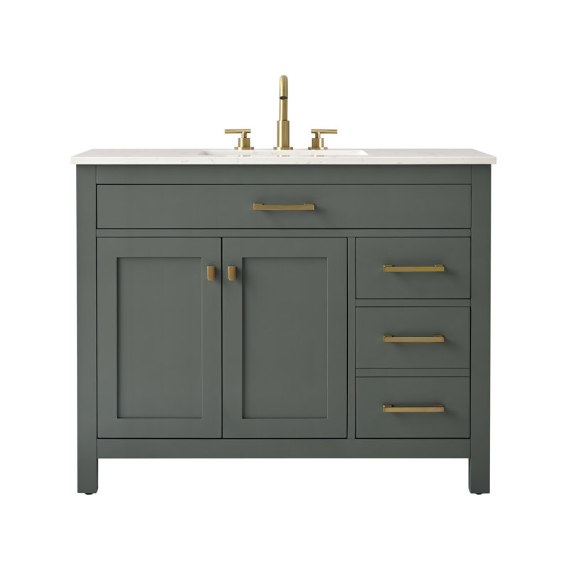 Trevor 42" W Single Vanity, Vintage Green/Brushed Gold