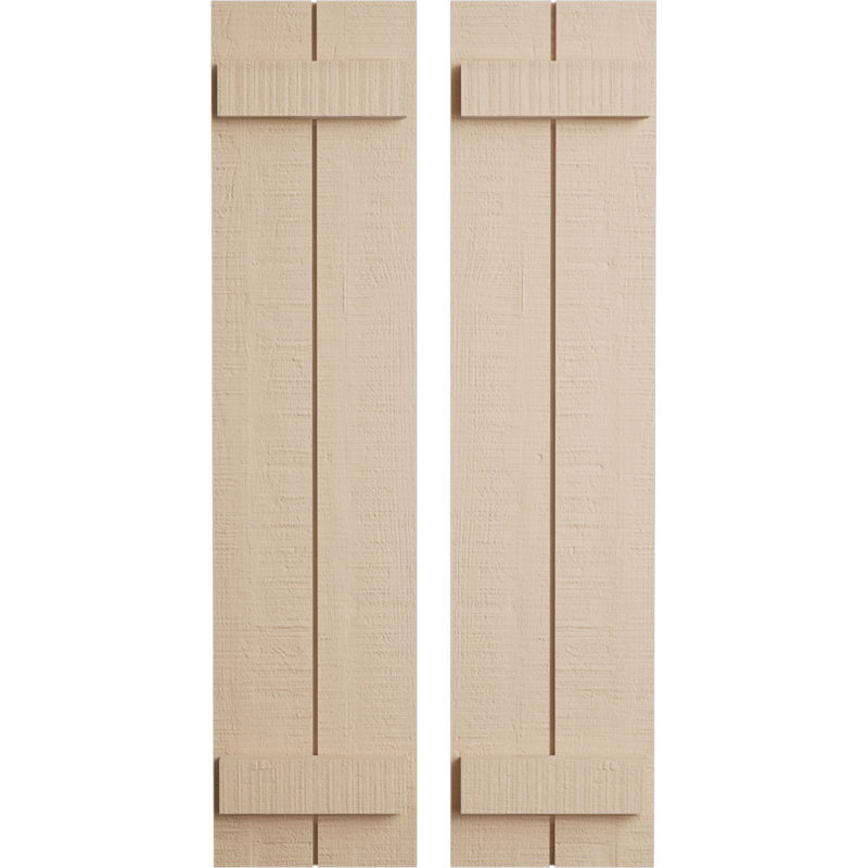 Volets rustiques à deux planches en simili-bois (par paire), Texture cèdre brut / brun clair apprêté, 11"