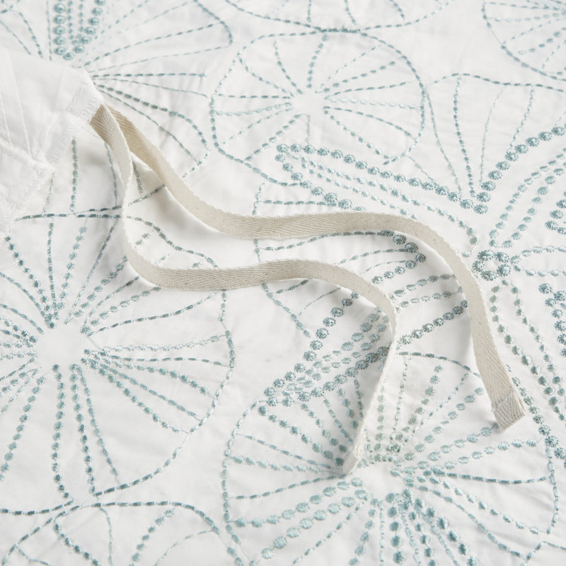 Maya Bay White and Seafoam Cotton Full/Queen Duvet Set
