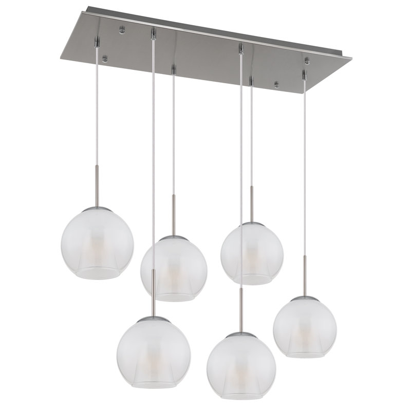Decola 6 - Light Pendant, Opaline, Brushed nickel
