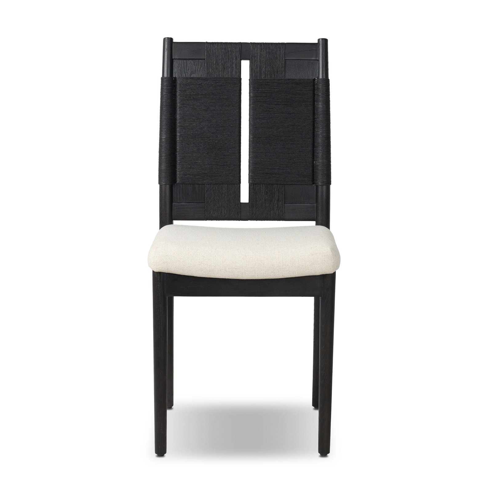 Linen Side Chair, Distressed Black Ash
