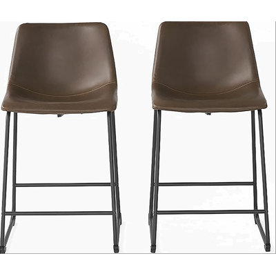 Ensemble de 2 tabourets de comptoir bruns rétro, P 17,75 po x l 21,20 po x H 35,25 po