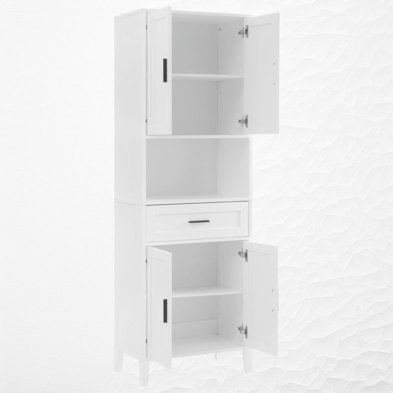 Freestanding Bathroom Vanity Cabinet with 2 Adjustable Shelves, White